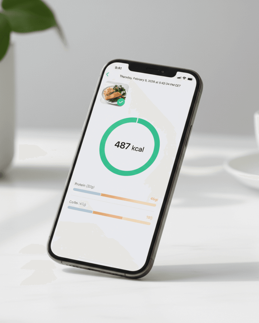 Nutrition dashboard showing calories and macros
