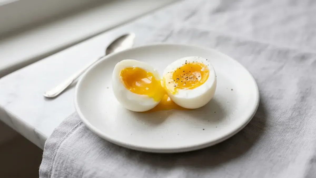 Kom met gekookte eieren en verse groenten op een houten ontbijttafel als onderdeel van een gebalanceerd dagelijks voedingspatroon