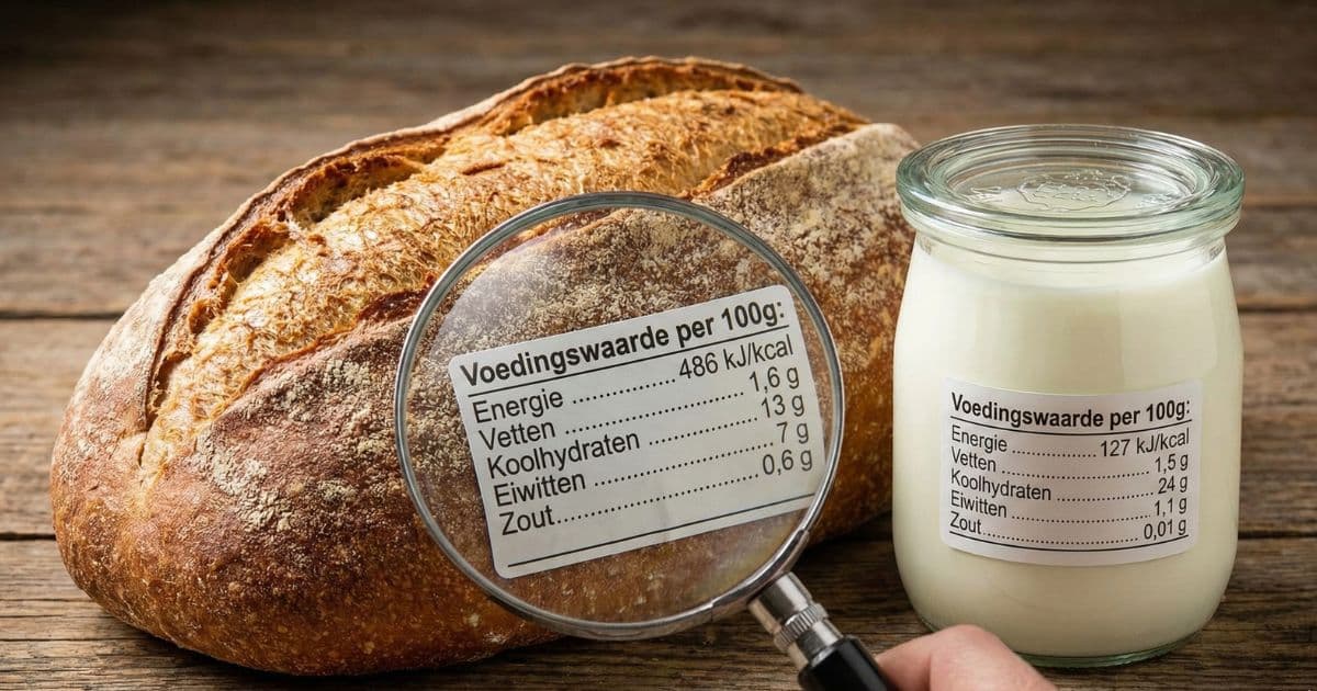 Voedingsetiket op een pak volkorenbrood uitgelegd — calorieën, eiwitten, koolhydraten en vetten begrijpen