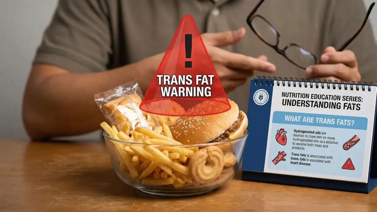 Ingrediëntenlijst van een verpakt product met gedeeltelijk gehard vet, het signaalwoord voor industriële transvetten in voeding