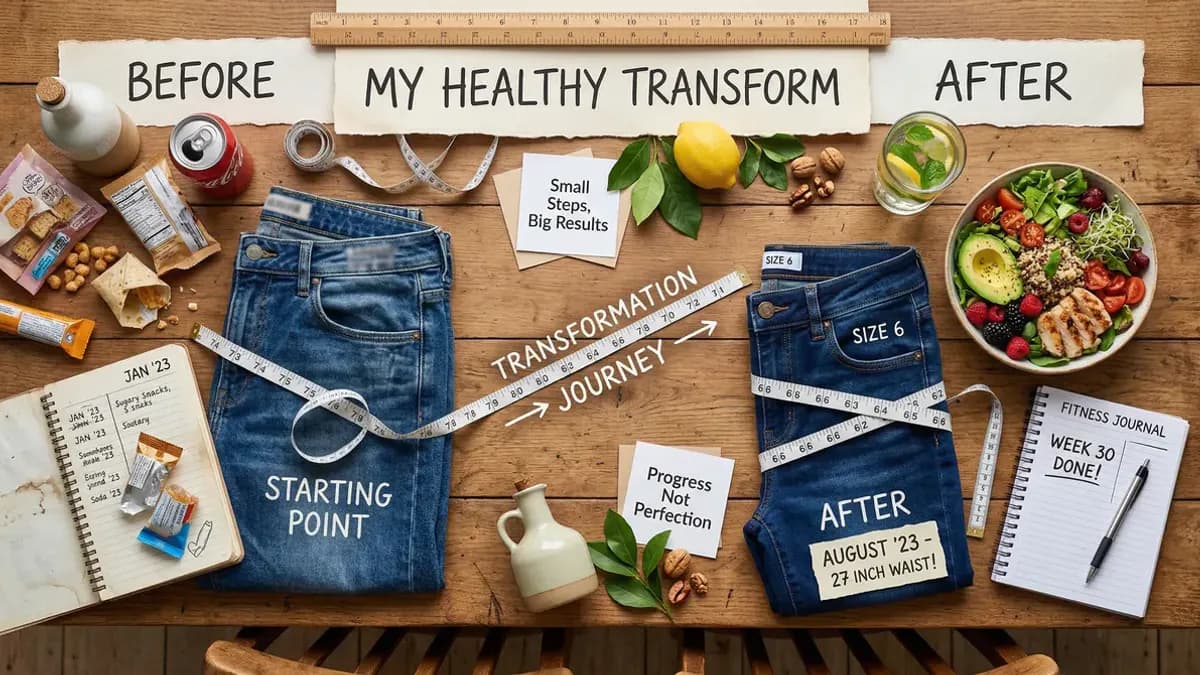 Measuring tape and healthy foods arranged on a table, weight loss goal concept, motivational flat lay photography
