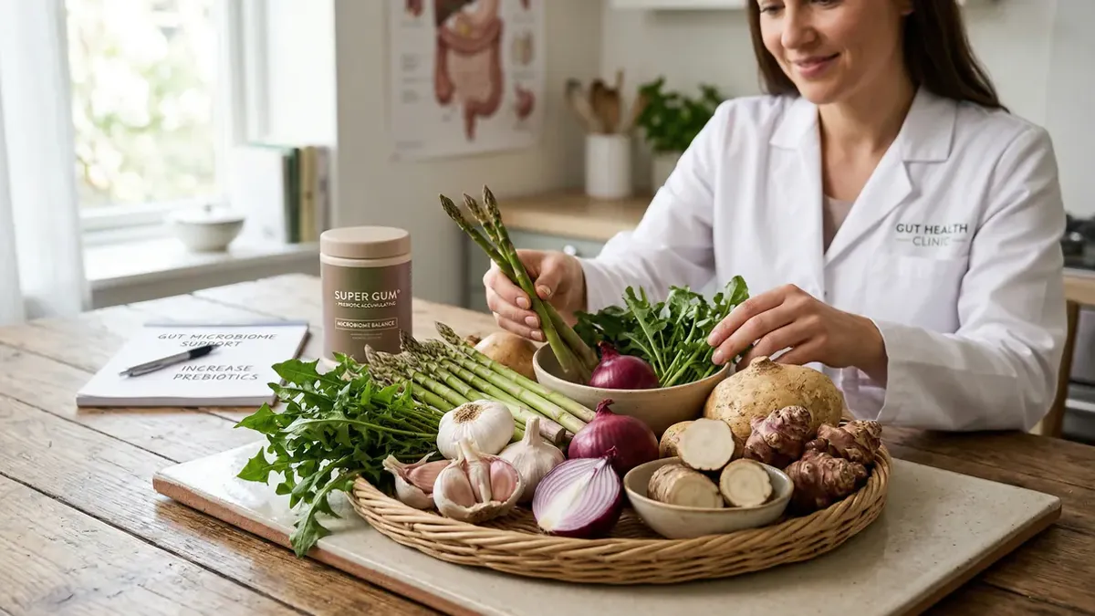 Prebiotische groenten en fruit — knoflook, ui, prei, asperges en banaan — als voeding voor darmbacteriën