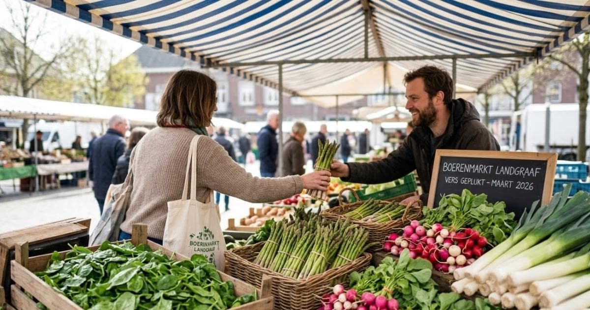 Verse seizoensgroenten in maart op een houten snijplank: prei, spinazie, bloemkool en spruitjes