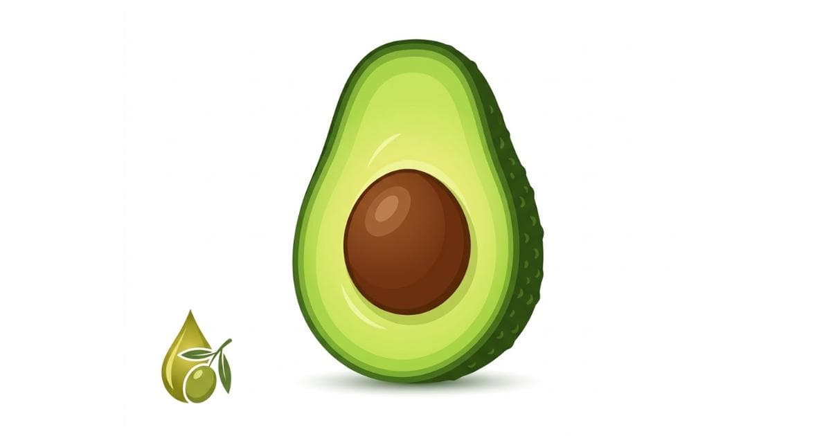 Avocado doorgesneden met voedingswaarden in beeld